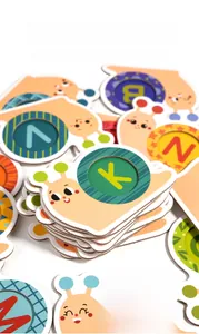 Detailed macro view of durable snail-shaped alphabet learning cards for early education