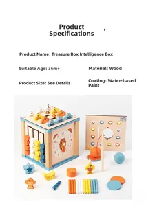 Détails de la boîte d'activités Montessori 9-en-1 en bois avec pêche et tri de formes