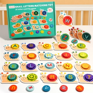 Wood Alphabet Snail Matching Puzzle Toy For Kids Early Learning Letter Recognition Educational Building Blocks Montessori Toy