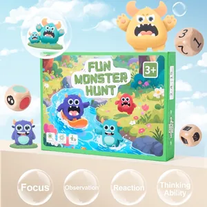 Fun Monster Hunt educational board game for kids with wooden dice for reaction training