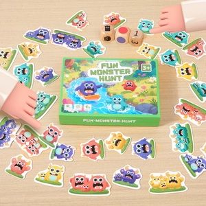Fun Monster Hunt children early education game with dice and colorful monster cards
