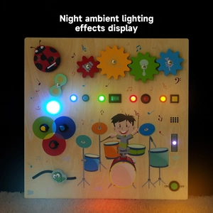 Tavola sensoriale in legno per bambini con luci LED e interruttori per apprendimento