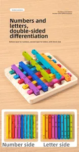 Macro detail of wooden educational blocks showing printed numbers and letters for children