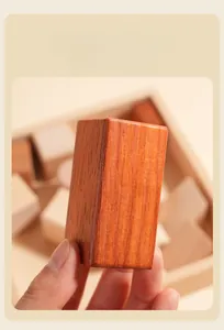 Macro shot of large solid wood block showing natural texture and safety size for kids