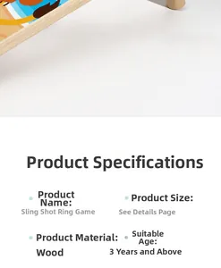 Detailed specifications of the wooden bean bag toss and ring game for children aged 3+