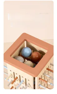 Detail of smooth rounded edges and polished texture on sensory wooden toy for children