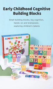 Educational wooden blocks set with letters and numbers for toddler cognitive learning