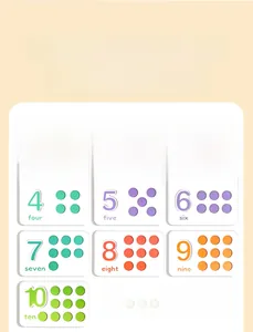 Educational Montessori number cards from 1-10 with English words and color dots