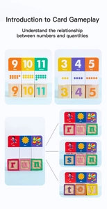 Educational wooden blocks for kids featuring number matching and CVC word spelling puzzles