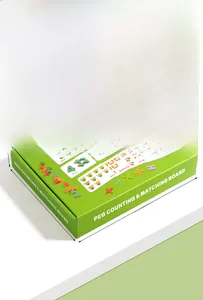 Macro shot of Montessori wooden math counting board with number tiles and color rings