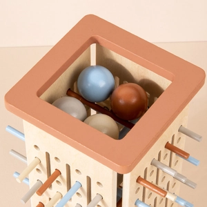 Montessori wooden color sorting toy with colorful balls and sticks for toddlers