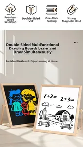 Détail macro du tableau magnétique double face pliable en bois pour l'apprentissage