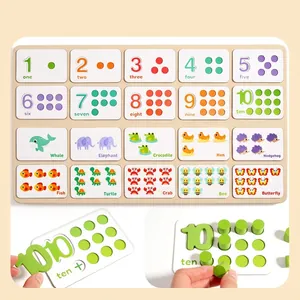 Educational wooden math toys for kids featuring animal cognition and number matching cards