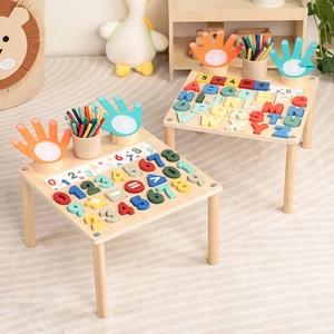 Montessori Wooden Alphabet Number Learning Board Toy Children Mathematics Early Education Arithmetic Counting Table