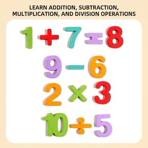 Wooden math learning board with colorful numbers and symbols for counting and arithmetic