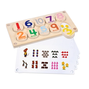 Lernpuzzle aus Holz für Kleinkinder mit bunten Zahlenblöcken und Zählkarten für Kinder