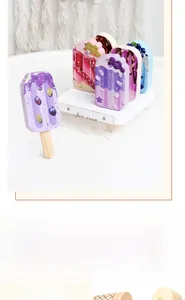 Detail of wooden ice cream toy set featuring Velcro design for detachable play parts