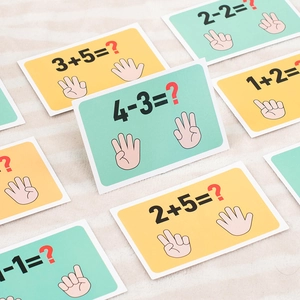 Educational math learning cards with addition and subtraction formulas for kids