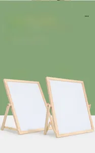 Tableau blanc pliable avec cadre en bois massif clair et support à double forme