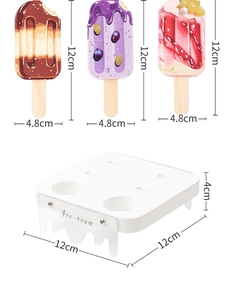 Detailed view of 12cm wooden ice cream toys with base for kids pretend play set