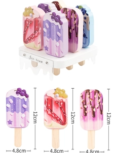Detailed view of wooden play ice cream popsicles with dimensions 12cm by 4.8cm