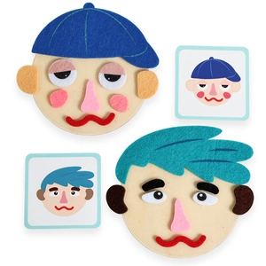 Felt DIY facial expression puzzle toy set with colorful movable pieces for kids