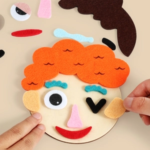 DIY felt face puzzle for toddlers featuring colorful facial expressions and motor skill parts
