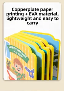 Close-up of the thick EVA foam and glossy paper layers of the educational quiet book