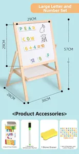 Détails des accessoires de chevalet en bois avec lettres aimantées et craies