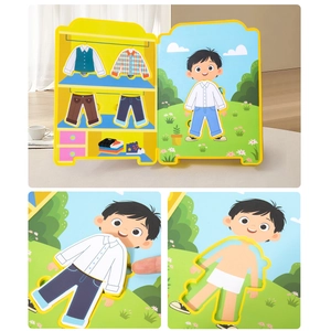 Educational EVA foam dress-up puzzle book for kids featuring magnetic clothing accessories
