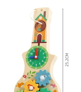 Montessori Lernspielzeug aus Holz mit Uhr und bunten Zahnrädern für Kinder, Größe 25,2 cm