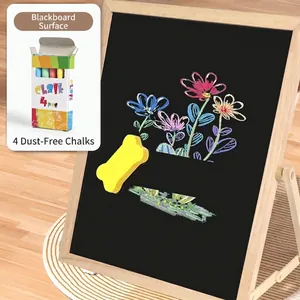 Tableau noir en bois pliable pour enfants avec 4 craies sans poussière