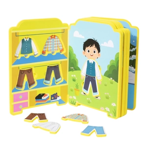 Educational EVA foam dress-up puzzle book for kids featuring colorful outfits and scenes