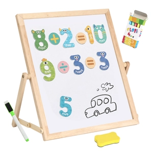 Tableau magnétique enfant en bois pliable avec chiffres magnétiques et accessoires de dessin