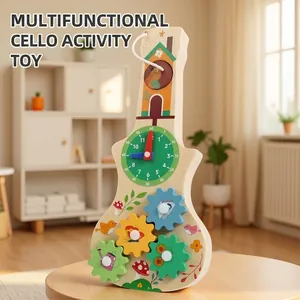 Montessori Busy Board Holzspielzeug Für Kleinkinder Lernuhr Und Zahnradgetriebe Geigenform Früherziehung Bildendes Spielzeug