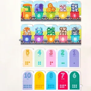 Puzzle educativo numeri 1-10 con treno degli animali e parole inglesi per bambini