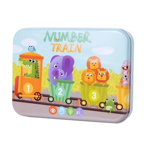 Giocattolo educativo treno dei numeri puzzle in legno per bambini in scatola blu