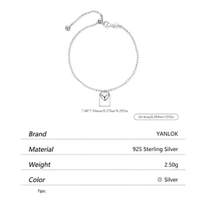 Bracelet ajustable en argent sterling 925 avec pendentif cœur poli et perles pour femme
