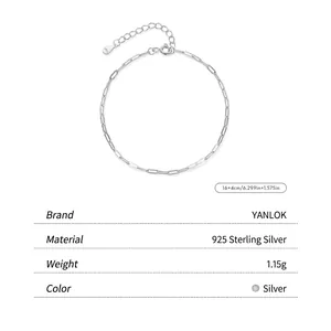 Bracciale a catena minimalista in argento sterling 925 con chiusura regolabile
