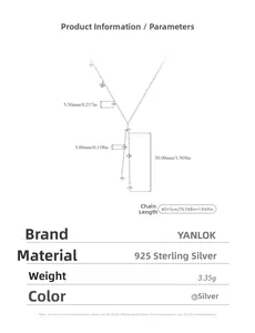 Detailed size chart for s925 silver star tassel necklace with 40+5cm chain length