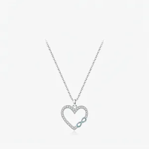 S925 Sterling Silver Infinity Heart Necklace For Women Elegant Zirconia Inlaid Eternal Love Pendant Clavicle Chain Jewelry