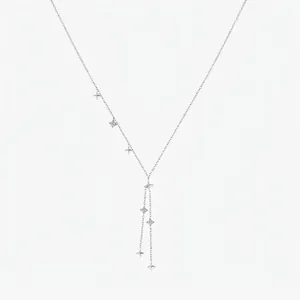 Elegant S925 Sterling Silver Star Tassel Y-Shaped Necklace With Zirconia For Women Chic Minimalist Adjustable Jewelry Gift