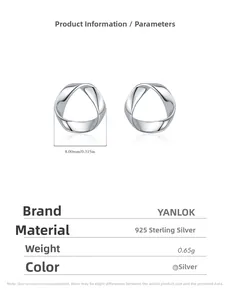 Detailed specs for 8mm S925 sterling silver geometric wave earrings with dimensions