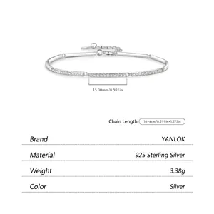 Elegant 925 sterling silver bar bracelet with sparkling pavé cubic zirconia accents