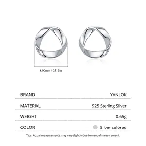 Minimalist 925 sterling silver geometric triangle stud earrings with twisted wave design