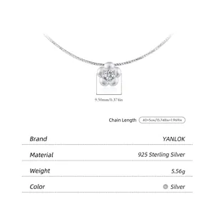 S925 sterling silver flower choker necklace with a single diamond and sandblasted texture