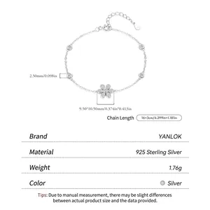 Elegant s925 sterling silver flower bracelet with sparkling cubic zirconia charms