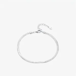 925 Sterling Silver Flat Snake Chain Bracelet For Women Minimalist Elegant Personalized Adjustable Jewelry Gift Hand Chain