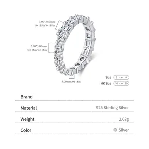 Classic S925 sterling silver eternity ring with 3mm cubic zirconia stones in claw setting
