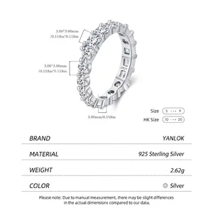 Luxurious S925 sterling silver geometric eternity ring with sparkling full cz stones